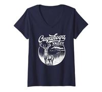 Mujer Vintage Cuyahoga Valley National Park Retro Stag Camiseta Cuello V