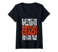Mujer Vintage Divertido Entrenador de Lucha Libre Equipo Deportivo Motivacional Camiseta Cuello V