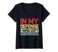 Mujer Vintage En Mi Defensa I Was Left Unsupervised Funny Saying Camiseta Cuello V