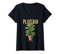 Mujer Vintage Fiddle-Leaf Higuera Planta Papá Naturaleza Flora Jardinero Camiseta Cuello V