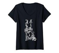 Mujer Vintage Film Camera Diagram Classic Photography Camiseta Cuello V