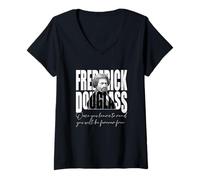 Mujer Vintage Frederick Douglass con Cita Mes de la Historia Negra Camiseta Cuello V