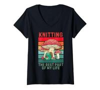 Mujer Vintage Frog La Mejor Parte De Mi Vida Tejer Amante Camiseta Cuello V