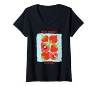 Mujer Vintage Fruit Strawberry Flower Botanical Cottagecore Fruit Camiseta Cuello V