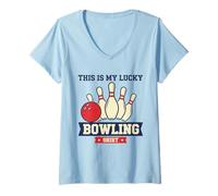 Mujer Vintage Funny Bowling Team This is My Lucky Bowling Camiseta Cuello V
