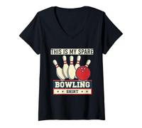 Mujer Vintage Funny Bowling Team This is My Spare Bowling Camiseta Cuello V