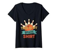 Mujer Vintage Funny Bowling Team This is My Spare Bowling Camiseta Cuello V