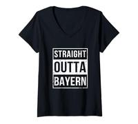 Mujer Vintage Funny Straight Outta Bayern Bavaria Munich Germany Camiseta Cuello V
