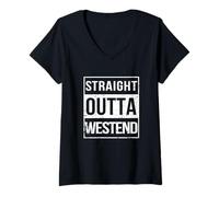 Mujer Vintage Funny Straight Outta Westend Frankfurt Hesse Camiseta Cuello V