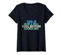Mujer Vintage Funny This Is How A Real Cool Brother Looks Like Camiseta Cuello V