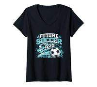 Mujer Vintage Future Soccer Star Retro Juventud Juventud Jugar Día del Juego Camiseta Cuello V