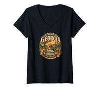 Mujer Vintage Georgia Peach State Southern Roots Camiseta Cuello V