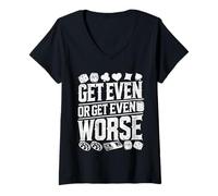Mujer Vintage Get Even or Get Even Peor Bold Casino Gaming Camiseta Cuello V