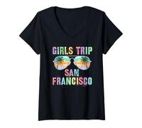 Mujer Vintage Girls Trip San Francisco Vacaciones Vacaciones Vacaciones Camiseta Cuello V