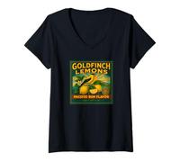 Mujer Vintage Goldfinch Lemons Pacific Sun Flavor Camiseta Cuello V