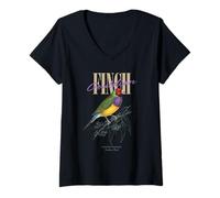 Mujer Vintage Gouldian Pinzón Avistamiento De Aves Arte Naturaleza Amor Pájaros Camiseta Cuello V