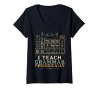 Mujer Vintage Gramática Profesor Periódicamente Palabra Nerd Humor Camiseta Cuello V