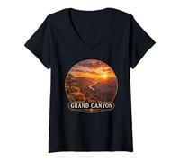 Mujer Vintage Grand y Canyon Sunset Road en diseño de Viaje Camiseta Cuello V