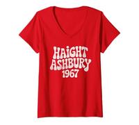 Mujer Vintage Haight Ashbury 1967, Hippie Retro, Estilo Bohemio de los 60 Camiseta Cuello V