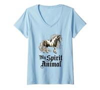 Mujer Vintage Horse My Spirit Animal Equestrian Camiseta Cuello V