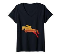 Mujer Vintage Horse Rider Girl 80s Hunter Jumper Camiseta Cuello V