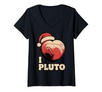Mujer Vintage I Love Pluto Divertido Retro Astronomía Espacio Profesor Camiseta Cuello V