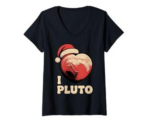 Mujer Vintage I Love Pluto Divertido Retro Astronomía Espacio Profesor Camiseta Cuello V