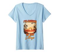 Mujer Vintage I'm Coming To The Cottage Paisaje Paisaje Naturaleza escénica Camiseta Cuello V