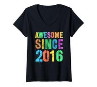 Mujer Vintage Impresionante Desde 2016 10th Birthday Boy Girl My Décimo Camiseta Cuello V
