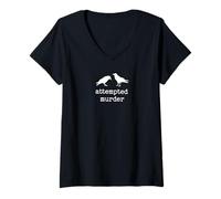 Mujer Vintage Intento Asesinato Divertido Cuervo Juego de Palabras Fresco pájaro Ar Camiseta Cuello V