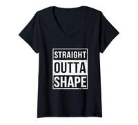 Mujer Vintage Ironic Straight Outta Shape Diet Gym Fitness Health Camiseta Cuello V
