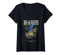 Mujer Vintage Jacinto Guacamayo Avistamiento De Aves Arte Naturaleza Amor Páj Camiseta Cuello V