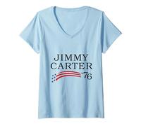 Mujer Vintage Jimmy Carter Presidente 39 Elecciones de Estados Unidos 1976 Camiseta Cuello V