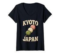 Mujer Vintage Kyoto Japón Dango Foodie Tourist Travel Souvenir Camiseta Cuello V