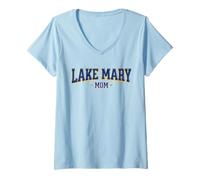 Mujer Vintage Lake Mary, Florida Baseball Mom Lovers an Fans Camiseta Cuello V
