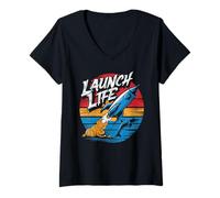 Mujer Vintage Launch Life, Atlas, Falcon, Canaveral, Boca Chica Camiseta Cuello V
