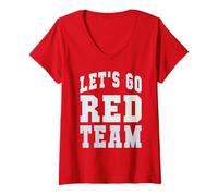 Mujer Vintage Let's GO Red Team Spirit Week War Game Day Summer Camiseta Cuello V