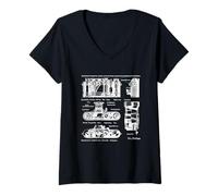 Mujer Vintage Low Aperture f1.9 Film Camera Diagram Photography Camiseta Cuello V