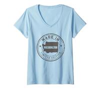 Mujer Vintage Made In Washington State Edición Limitada Orgullo de Estados Unidos Camiseta Cuello V
