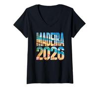 Mujer Vintage Madeira 2026 Vacaciones City Trip Besties Family Squad Camiseta Cuello V