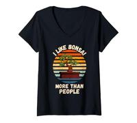 Mujer Vintage Me Gusta más el bonsái Que la Gente, Amante de los árboles Retro Camiseta Cuello V