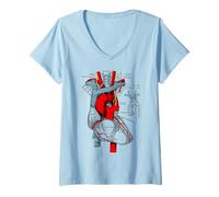 Mujer Vintage médico corazón Humano anatomía ilustración corazón Camiseta Cuello V