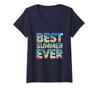 Mujer Vintage Mejor Verano Viaje DE Vacaciones Playa Vacay Beach Camiseta Cuello V