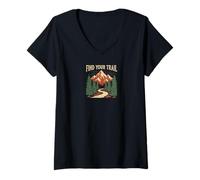 Mujer Vintage Mountain Trail Adventure - Encuentra tu Camino Camiseta Cuello V