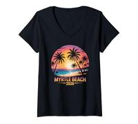 Mujer Vintage Myrtle Beach 2026 Vacay Travel Vacation BFF Mamá Camiseta Cuello V