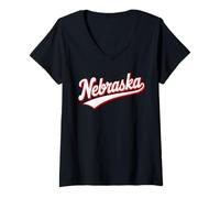 Mujer Vintage Nebraska Script Retro Swoosh Men's Women's Tween Camiseta Cuello V
