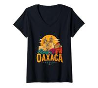 Mujer Vintage Oaxaca México Travel Souvenir Monumento Regalo Camiseta Cuello V