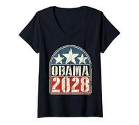 Mujer Vintage Obama 2028 Presidente Barack 3er mandato Patriótico Camiseta Cuello V