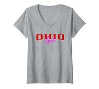 Mujer Vintage OHIO Girl Throwback Design, Girly Women Girls Teen Camiseta Cuello V