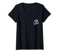 Mujer Vintage Om Signo AUM Signo Espiritual Yoga Meditación Om Camiseta Cuello V